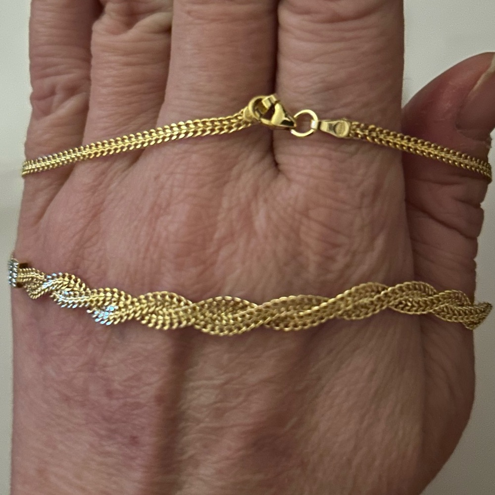 NEW SOLID 10K YG Necklace Yellow Gold Double Curb Link Braided Design Chain 10k